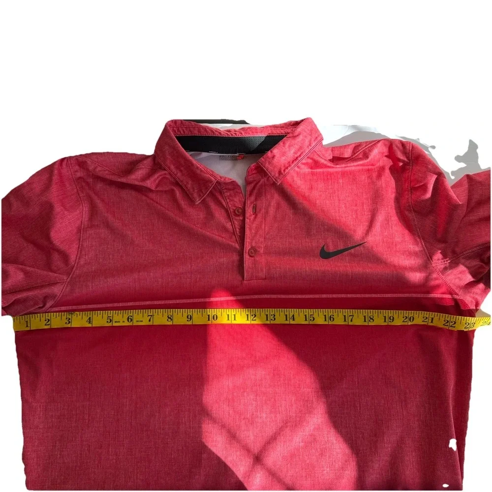 Nike Dri Fit Standard‎ Fit Polo Men's Large Red Pink Golf Casual Wicking Preppy